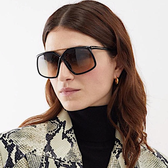TOM FORD Meryl 64mm Gradient Polarized Oversize Square Sunglasses